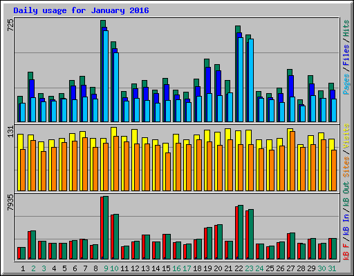 Daily usage for January 2016