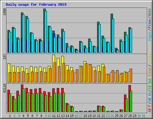 Daily usage for February 2019