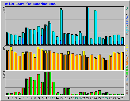 Daily usage for December 2020