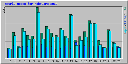 Hourly usage for February 2019